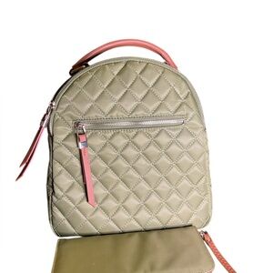 Quilted Olive and Pink Backpack